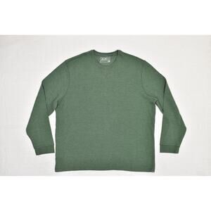 Eddie Bauer Sweater Mens 2XL Green Thermal Crewneck Pullover Waffle Knit Cotton